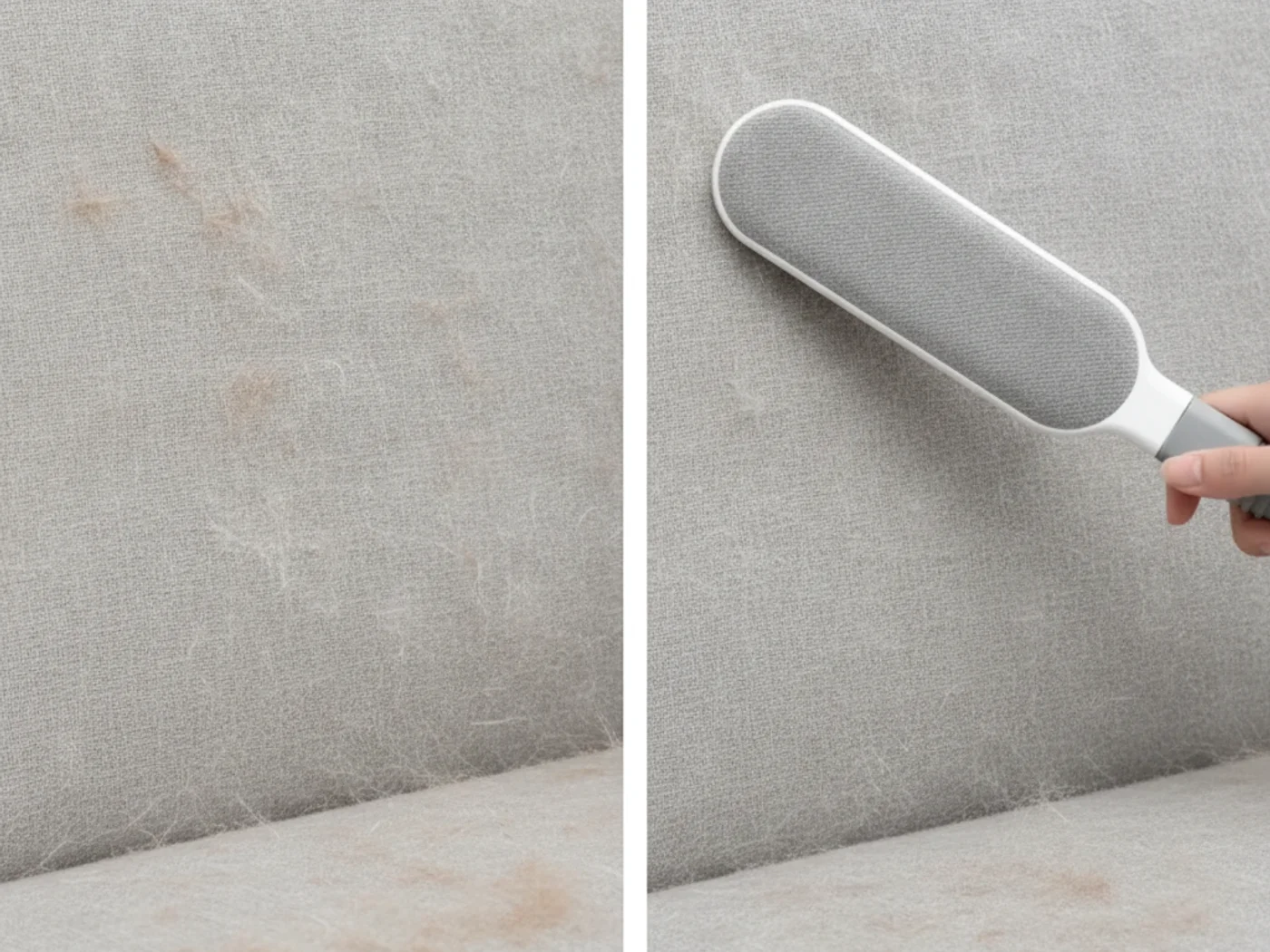 Furniture covered with pet hair before using Furivo